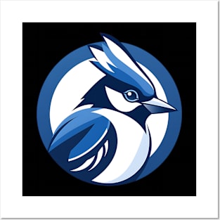 a blue jay bird in a circular shape Posters and Art